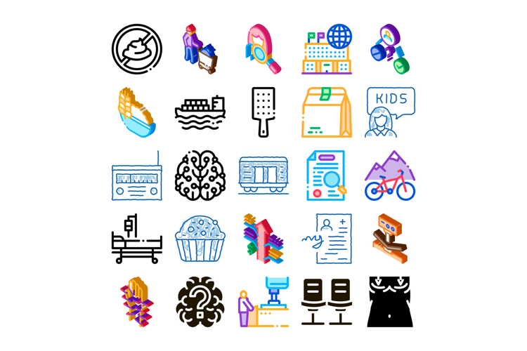 Collection of various icons representing diverse concepts