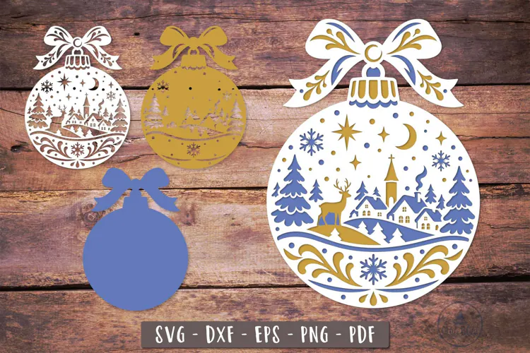 3d Christmas Village Ornament SVG Layered design