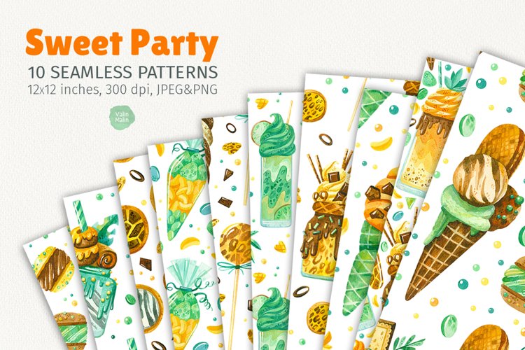 Sweet Party. 10 seamless patterns. example image 1
