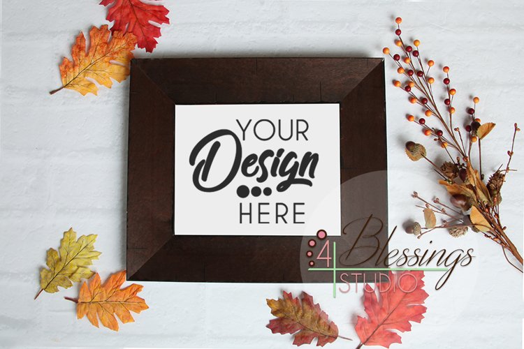 Fall Dark Brown Frame Mock up Empty Frame PNG Mockup 8x10