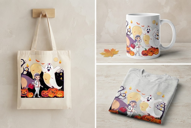 Halloween Nurse Ghost PNG | Cute Spooky Nurse Clipart