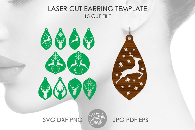 Download Reindeer Earrings Christmas Laser Cut Earring File 1085883 Cut Files Design Bundles