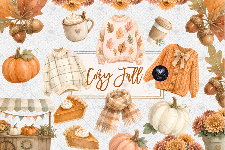 Cozy Fall Sweater Watercolor Clipart