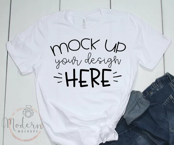 Mock up Bella Canvas 3001 White Unisex Mockup