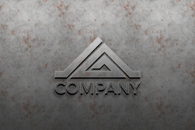 3D metal logo mockup on silver wall. premium mockup example image 1