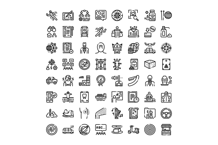 Large collection of diverse outline icon concepts
