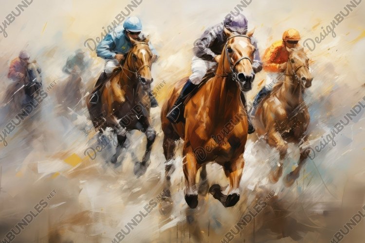 Racehorses and Jockeys Background Wallpaper example image 1