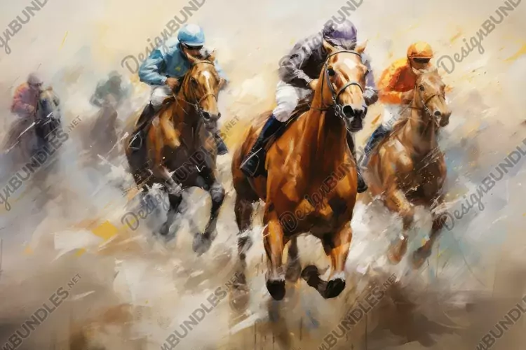 Racehorses and Jockeys Background Wallpaper