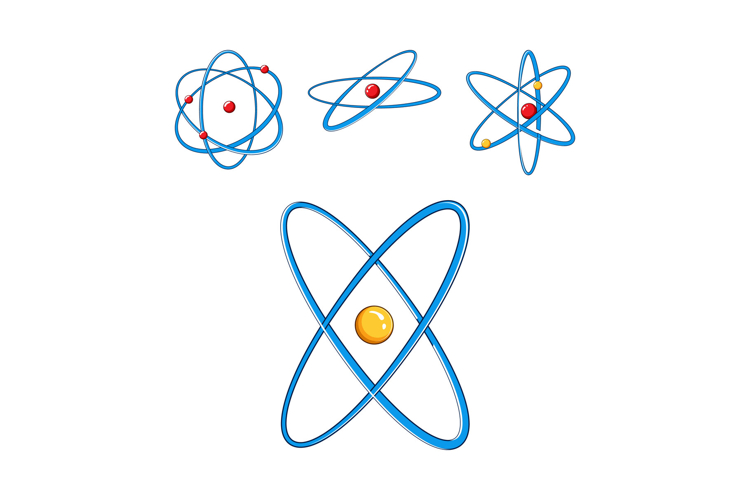 Atom models illustrating science and research concepts