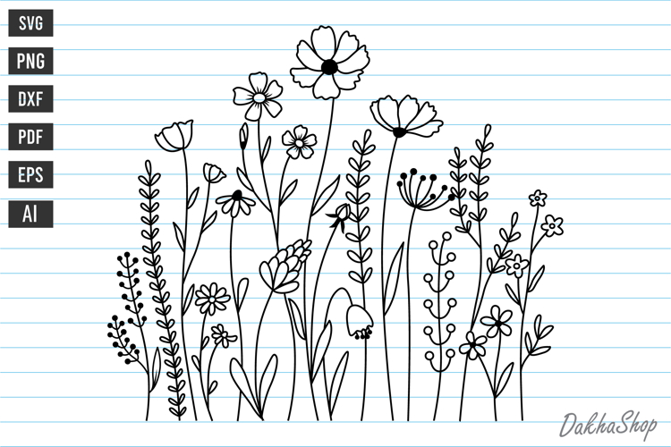 Flower Svg, Flower Meadow Svg, Wildflower Svg, flowers Svg.
