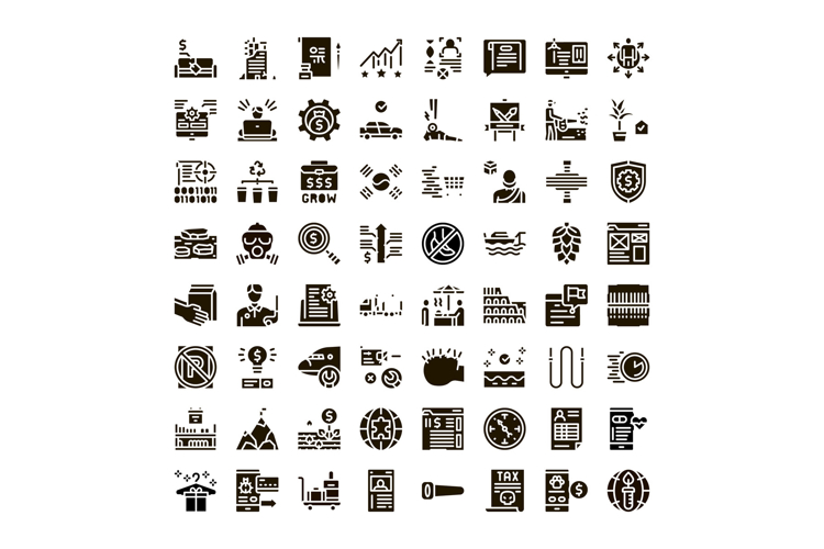 Variety collection business tourism financial vector icons