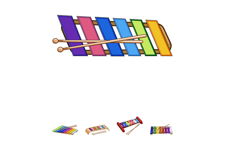 Xylophone musical instrument with colorful bars and mallets