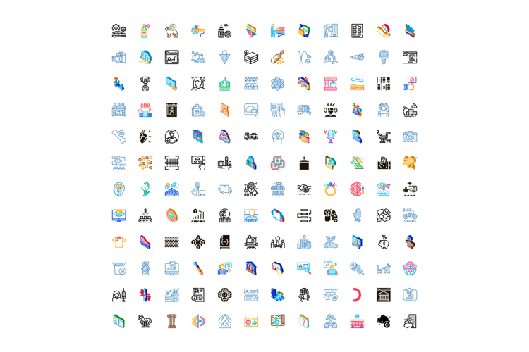 Diverse business technology education and nature icons colle