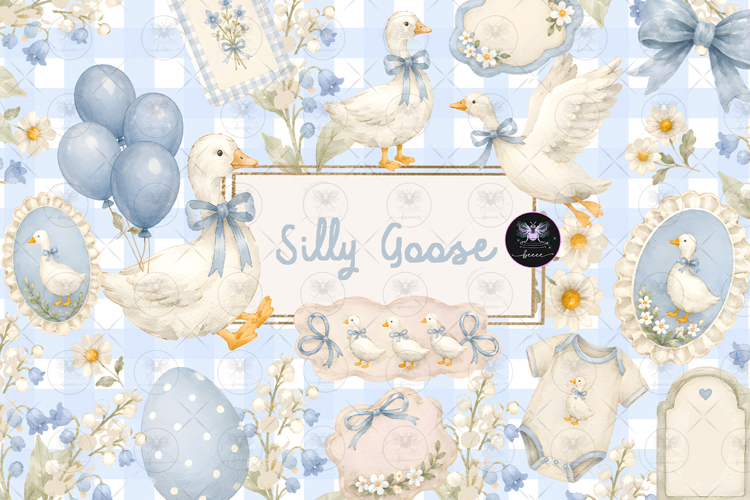 Silly Goose Watercolor Clipart