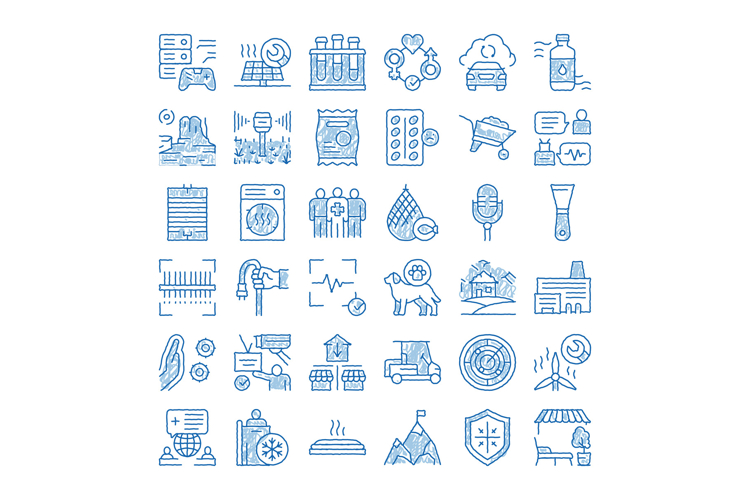 Hand drawn doodle sketch icons various concepts