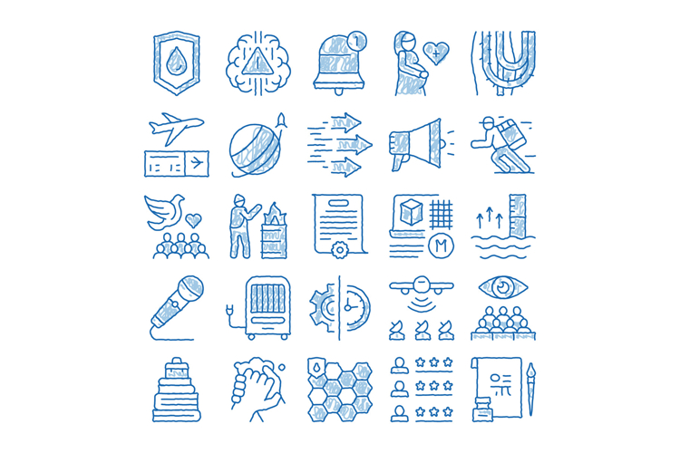 Medicine and health doodle icon various concepts set