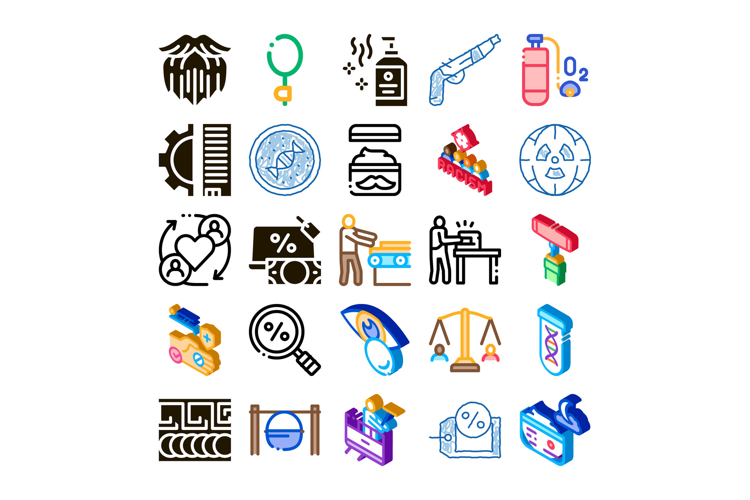 Collection of various modern and conceptual icon pictograms