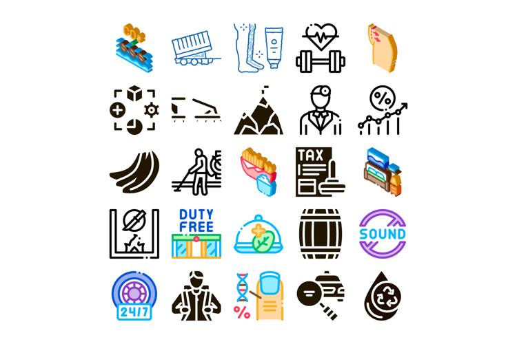 Diverse business and lifestyle flat icon set