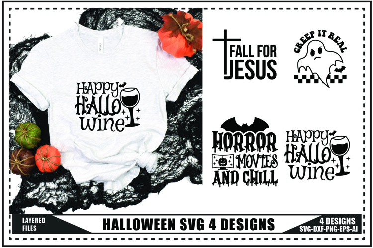 Halloween Svg 4 Designs, Halloween Ghost Trendy Svg Designs