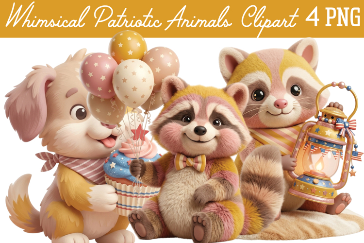 Whimsical Patriotic Animals Png Clipart