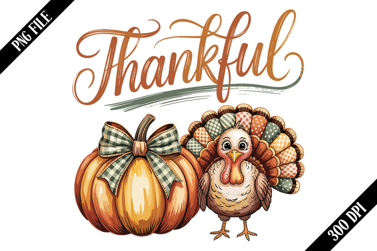 Thankful Preppy Turkey PNG Designs