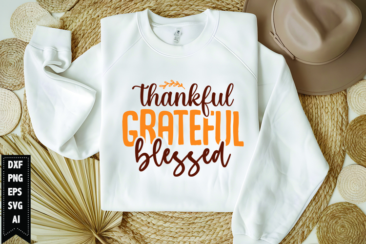 Thankful Grateful Blessed Svg, Thanksgiving Svg, Autumn Svg