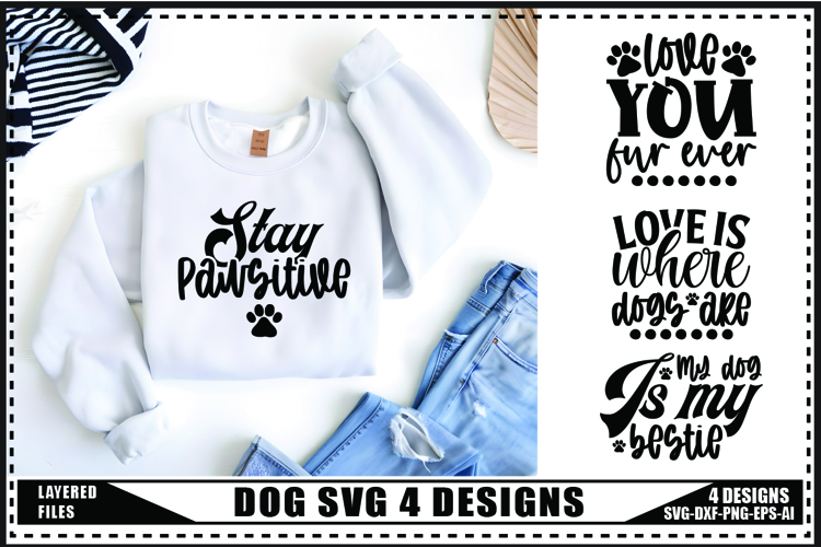 Dog Svg 4 Designs, Paw Prints Svg, Dog Lover Svg