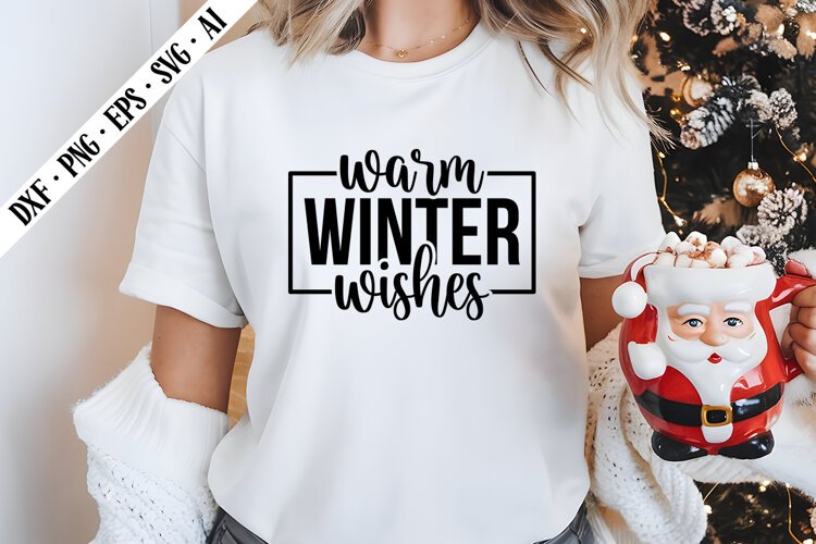 Warm Winter Wishes Svg, Christmas Svg Designs example image 1