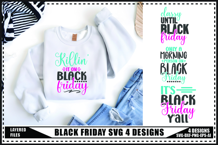 Black Friday Svg 4 Designs, Black Friday Shopping Svg