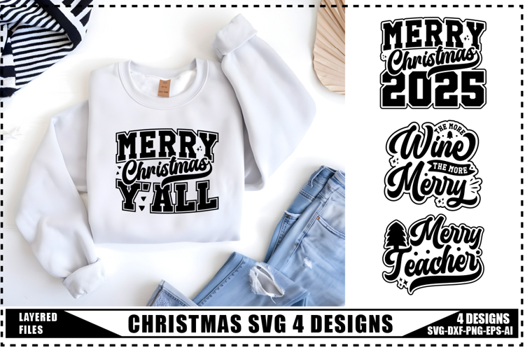 Christmas Svg 4 Designs, Holidays Svg, Winter Svg