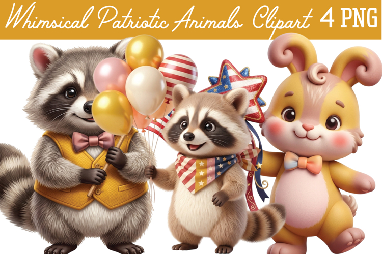 Whimsical Patriotic Animals Png Clipart