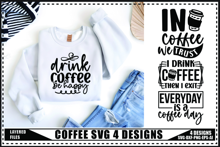 Coffee Svg 4 Designs, Trendy Coffee Svg, Dog Coffee Bar Svg