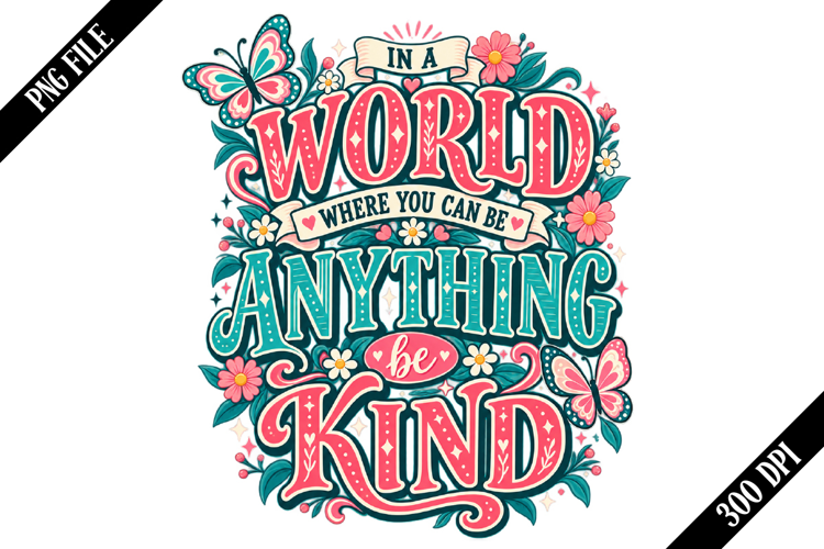 in a world where you can be anything be kind PNG Designs