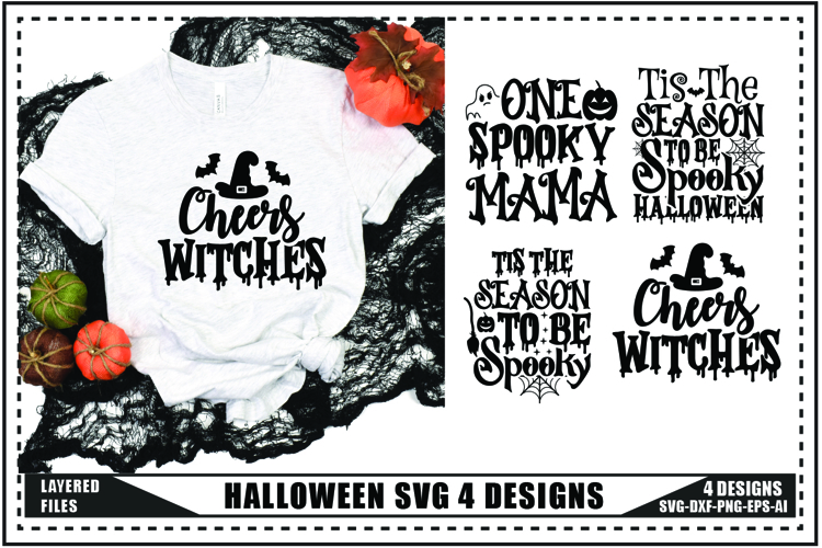 Halloween Svg 4 Designs, Halloween Ghost Trendy Svg Designs