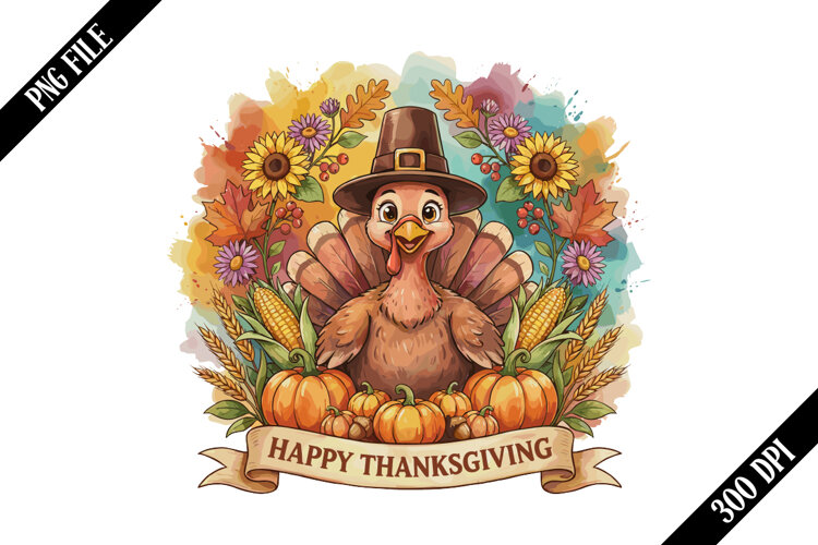 Happy Thanksgiving Turkey PNG Designs example image 1