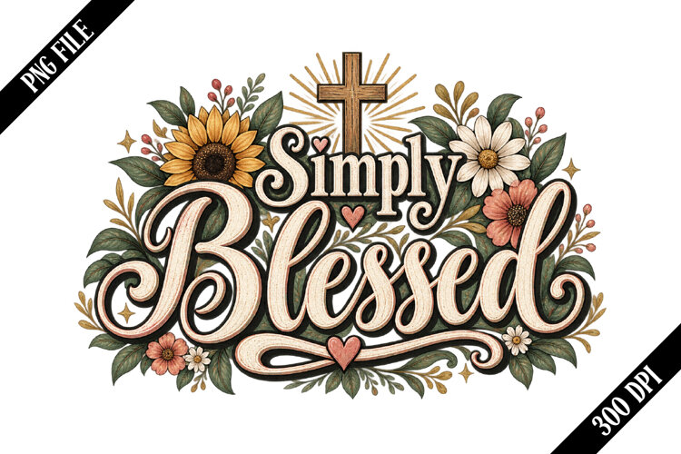 Simply Blessed PNG Designs example image 1