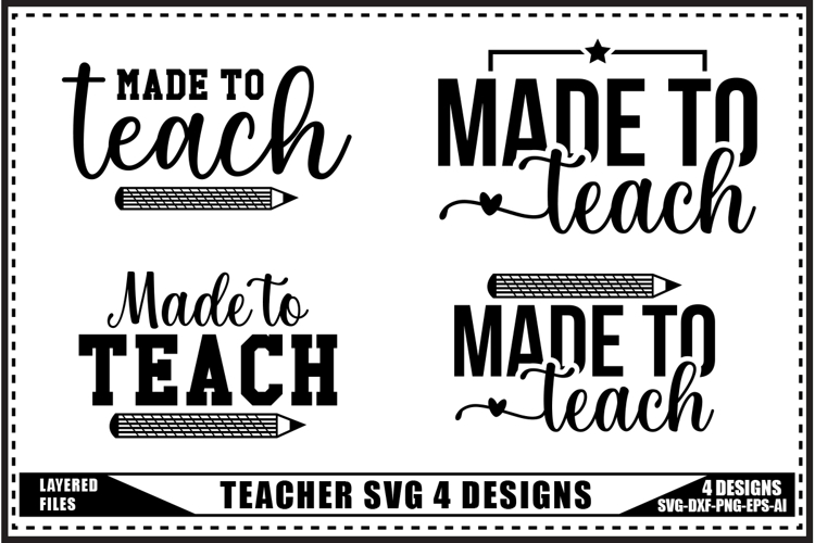 Teacher Svg, Back to School Svg 4 Designs