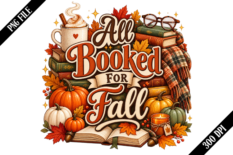 All Booked For Fall PNG Designs