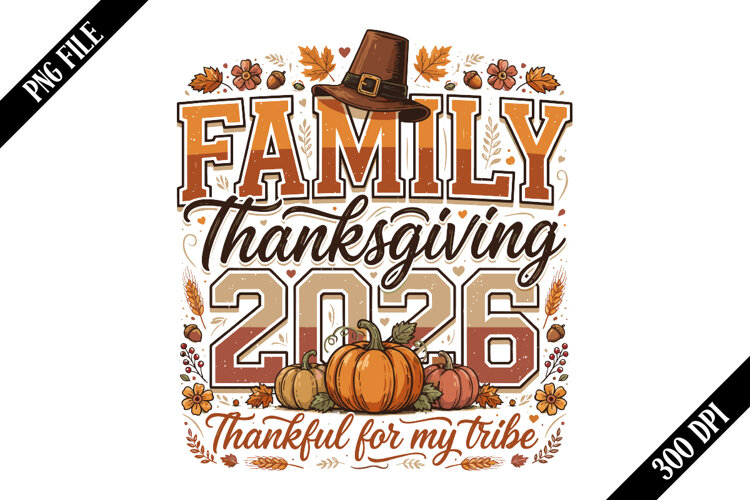 Family Thanksgiving 2026 Sublimation PNG Designs example image 1