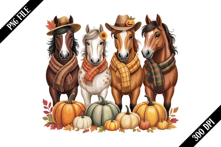 Fall Horse Thanksgiving PNG Designs