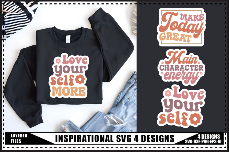 Inspirational Svg 4 Designs, Positive Quotes Svg