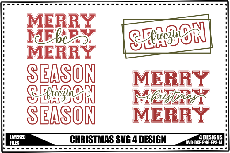 Christmas Svg 4 Designs, Xmas Svg