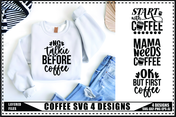 Coffee Svg 4 Designs, Trendy Coffee Svg, Dog Coffee Bar Svg