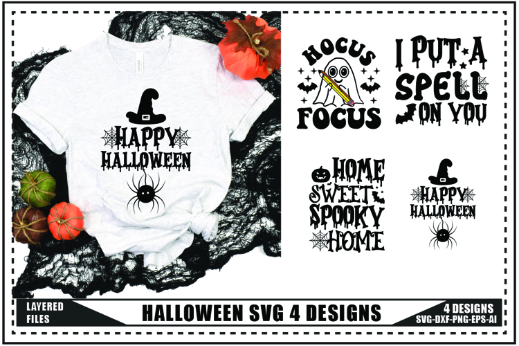 Halloween Svg 4 Designs, Halloween Ghost Trendy Svg Designs