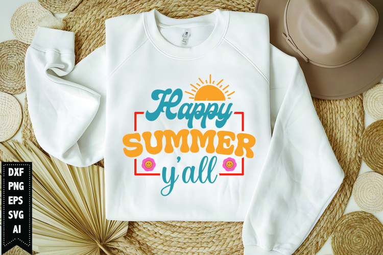 happy summer y’all Svg, Family Vacation Svg, Summertime Svg