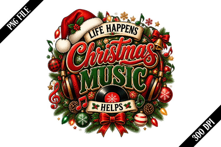 Life Happens Christmas Music Helps PNG Designs