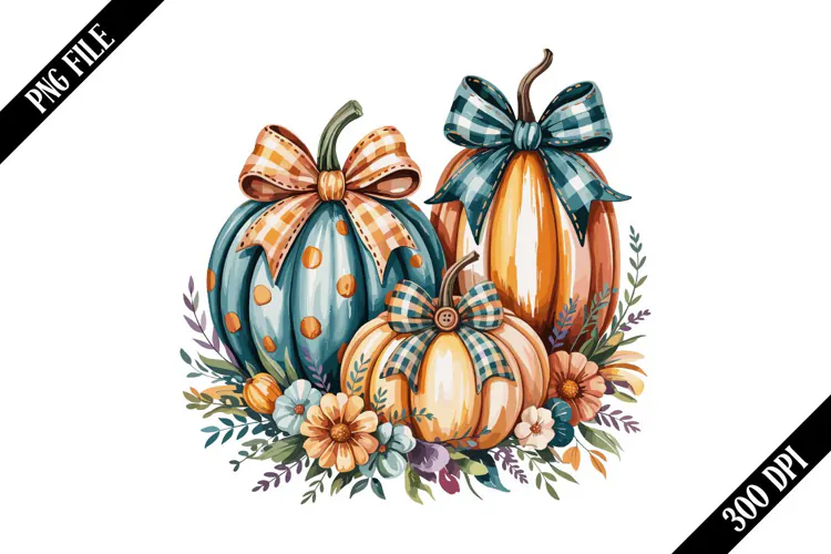 Floral Fall Pumpkin Sublimation PNG Designs