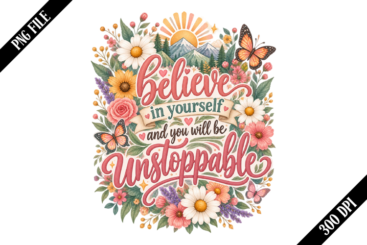 Believe in Yourself and You Will Be Unstoppable PNG Designs