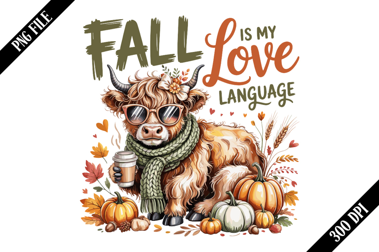 Fall Is My Love Language Cow PNG Designs