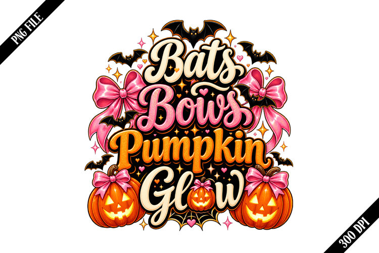 Bats Bows Pumpkin Glow Png Designs example image 1